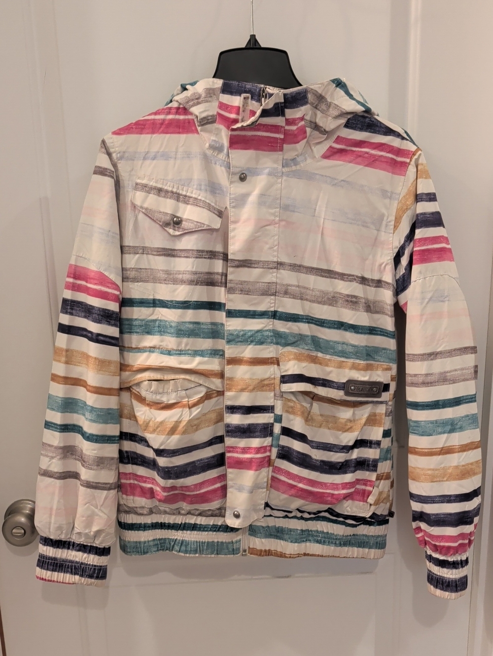 Burton Tabloid Palette Striped Hooded Women's Ski Jacket in Multi-Color
